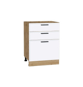 Шкаф нижний с 3-мя ящиками Фрейм, цвет: White Silk