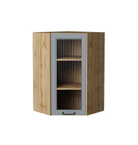 Шкаф верхний угловой остекленный Ницца, цвет: Magnum