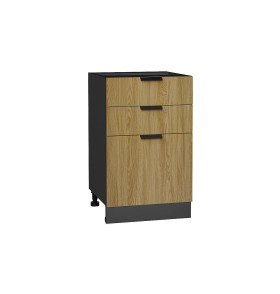 Шкаф нижний с 3-мя ящиками Евро, цвет: Дуб песочный