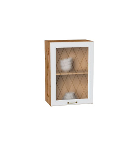 Шкаф верхний с 1-ой остекленной дверцей Ницца, цвет: Белый