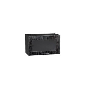 Шкаф верхний горизонтальный остекленный Валерия-М, цвет: Черный металлик дождь