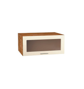 Шкаф верхний горизонтальный остекленный глубокий Валерия-М, цвет: Бежевый металлик