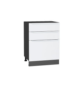 Шкаф нижний с 3-мя ящиками Фьюжн, цвет: Silky White