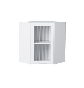 Шкаф верхний угловой остекленный Барселона, цвет: Белый