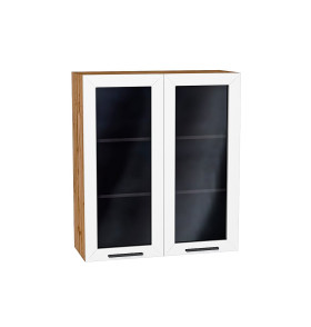 Шкаф верхний с 2-мя остекленными дверцами Глетчер, цвет: Айленд Силк