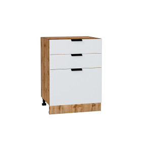 Шкаф нижний с 3-мя ящиками Евро, цвет: Белый