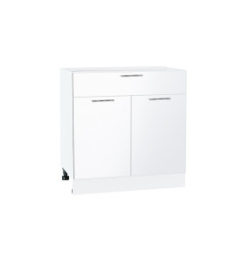 Шкаф нижний с 2-мя дверцами и ящиком Валерия-М, цвет: Белый глянец