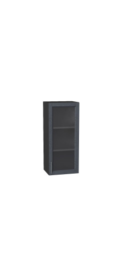 Шкаф верхний с 1-ой остекленной дверцей Сканди, цвет: Graphite Softwood | Эко Шпон с уникальным покрытием «Soft-touch» и защитным лаком (Япония)., Graphite Softwood