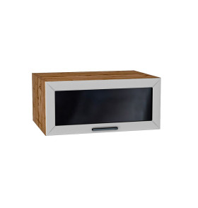 Шкаф верхний горизонтальный остекленный глубокий Глетчер, цвет: Гейнсборо Силк