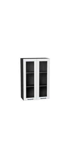 Шкаф верхний с 2-мя остекленными дверцами Барселона, цвет: Белый | Пленка ПВХ., Белый