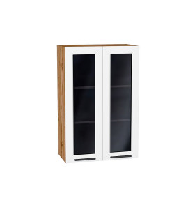 Шкаф верхний с 2-мя остекленными дверцами Глетчер, цвет: Айленд Силк