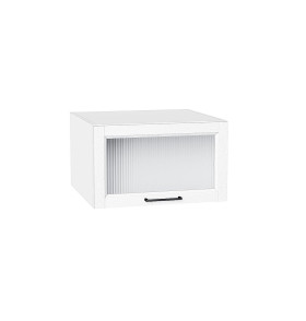 Шкаф верхний горизонтальный остекленный глубокий Сканди, цвет: White Silkwood