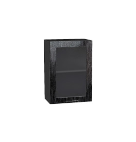 Шкаф верхний с 1-ой остекленной дверцей Валерия-М, цвет: Черный металлик дождь