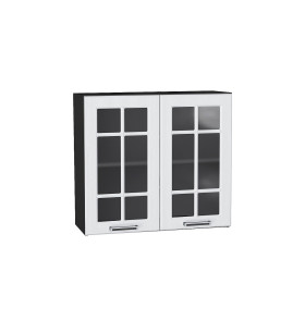 Шкаф верхний с 2-мя остекленными дверцами Прага, цвет: Белое дерево