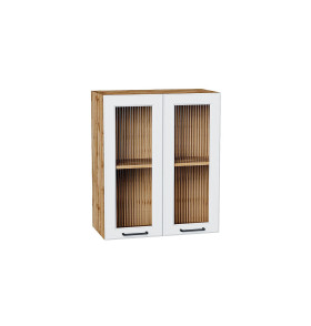 Шкаф верхний с 2-мя остекленными дверцами Барселона, цвет: Белый