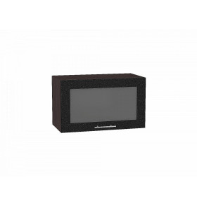 Шкаф верхний горизонтальный остекленный Валерия-М, цвет: Черный металлик