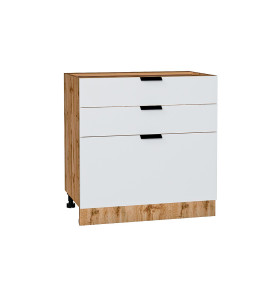 Шкаф нижний с 3-мя ящиками Евро, цвет: Белый