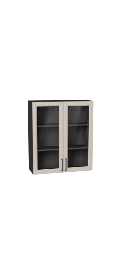 Шкаф верхний с 2-мя остекленными дверцами Сканди, цвет: Cream Silkwood | ПЭТ, Cream Silkwood