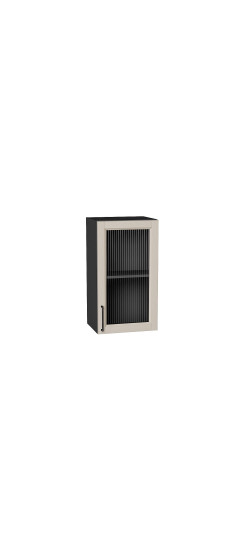 Шкаф верхний с 1-ой остекленной дверцей Сканди, цвет: Cream Silkwood | ПЭТ, Cream Silkwood