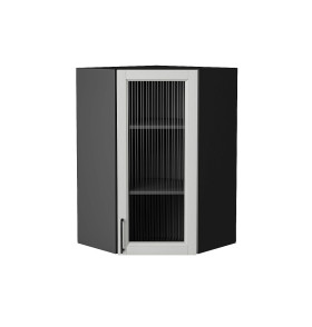 Шкаф верхний угловой остекленный Сканди, цвет: Grey Silkwood