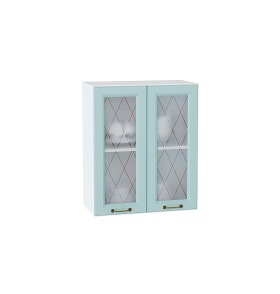 Шкаф верхний с 2-мя остекленными дверцами Ницца, цвет: Голубой