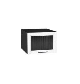 Шкаф верхний горизонтальный остекленный глубокий Сканди, цвет: White Silkwood