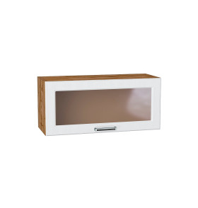 Шкаф верхний горизонтальный остекленный Прага, цвет: Белое дерево