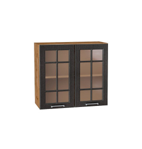 Шкаф верхний с 2-мя остекленными дверцами Прага, цвет: Венге премиум