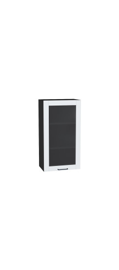 Шкаф верхний с 1-ой остекленной дверцей Флэт Плюс, цвет: White In 2S | ЛДСП/Стекло, White In 2S