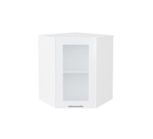 Шкаф верхний угловой остекленный Валерия-М, цвет: Белый глянец