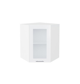 Шкаф верхний угловой остекленный Валерия-М, цвет: Белый глянец