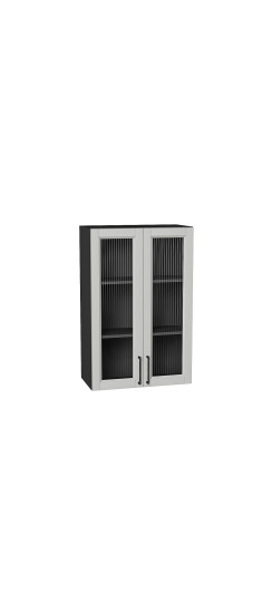 Шкаф верхний с 2-мя остекленными дверцами Сканди, цвет: Grey Silkwood | ПЭТ, Grey Silkwood