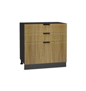 Шкаф нижний с 3-мя ящиками Евро Лайн, цвет: Дуб песочный