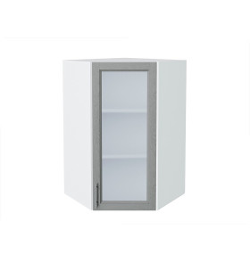 Шкаф верхний угловой остекленный Сканди, цвет: Grey Softwood