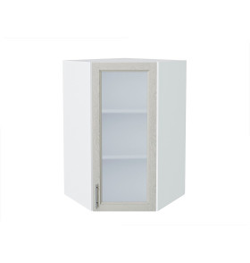 Шкаф верхний угловой остекленный Сканди, цвет: Cappuccino Softwood