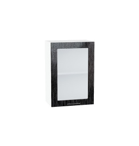 Шкаф верхний с 1-ой остекленной дверцей Валерия-М, цвет: Черный металлик дождь