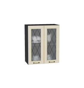 Шкаф верхний с 2-мя остекленными дверцами Ницца, цвет: Дуб крем