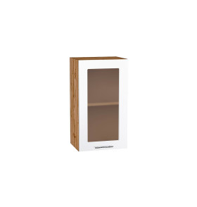 Шкаф верхний с 1-ой остекленной дверцей Валерия-М, цвет: Белый глянец