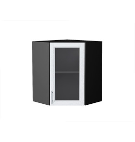 Шкаф верхний угловой остекленный Сканди, цвет: White Softwood