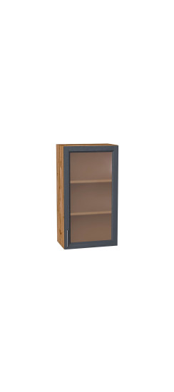 Шкаф верхний с 1-ой остекленной дверцей Сканди, цвет: Graphite Softwood | Эко Шпон с уникальным покрытием «Soft-touch» и защитным лаком (Япония)., Graphite Softwood