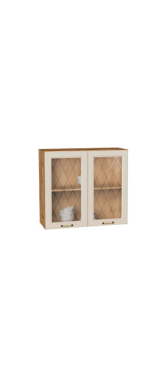 Шкаф верхний с 2-мя остекленными дверцами Ницца, цвет: Агат | Пленка ПВХ., Агат