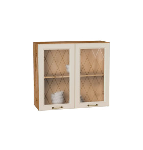 Шкаф верхний с 2-мя остекленными дверцами Ницца, цвет: Агат