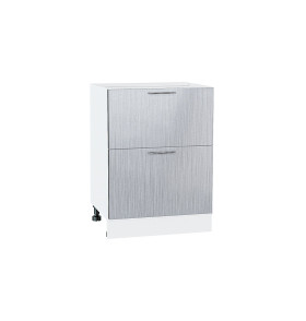 Шкаф нижний с 2-мя ящиками Валерия-М, цвет: Серый металлик дождь светлый