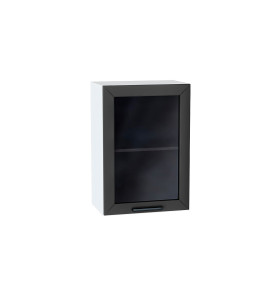 Шкаф верхний с 1-ой остекленной дверцей Глетчер, цвет: Маренго Силк