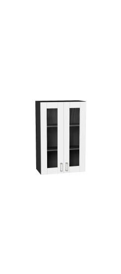 Шкаф верхний с 2-мя остекленными дверцами Лофт, цвет: White Silk | ПЭТ, White Silk