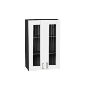 Шкаф верхний с 2-мя остекленными дверцами Лофт, цвет: White Silk