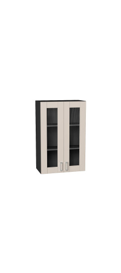 Шкаф верхний с 2-мя остекленными дверцами Лофт, цвет: Cream Silk | ПЭТ, Cream Silk