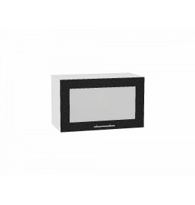 Шкаф верхний горизонтальный остекленный Валерия-М, цвет: Черный металлик