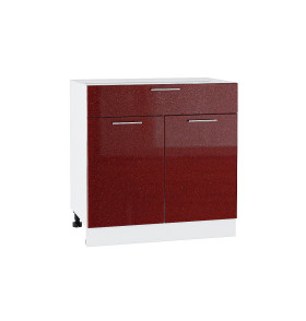 Шкаф нижний с 2-мя дверцами и ящиком Валерия-М, цвет: Гранатовый металлик