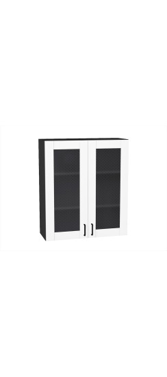 Шкаф верхний с 2-мя остекленными дверцами Лофт, цвет: Super White | Винил — структурный материал с защитным слоем Overlay и мелкозернистой поверхностью (Южная Корея). Отделка осуществляется с использованием PUR-клея необратимой полимеризации., Super White